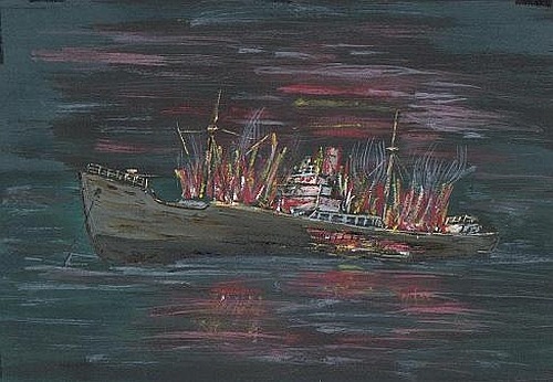 Ostatnia podróż statku S/S "Emila Sauber", tragedia niemieckich uchodźców w 1945 roku, storpedowany i płonący parowiec na cyplu Helu w opowieści świadka, Człowieka Morza, który pracował przy wraku