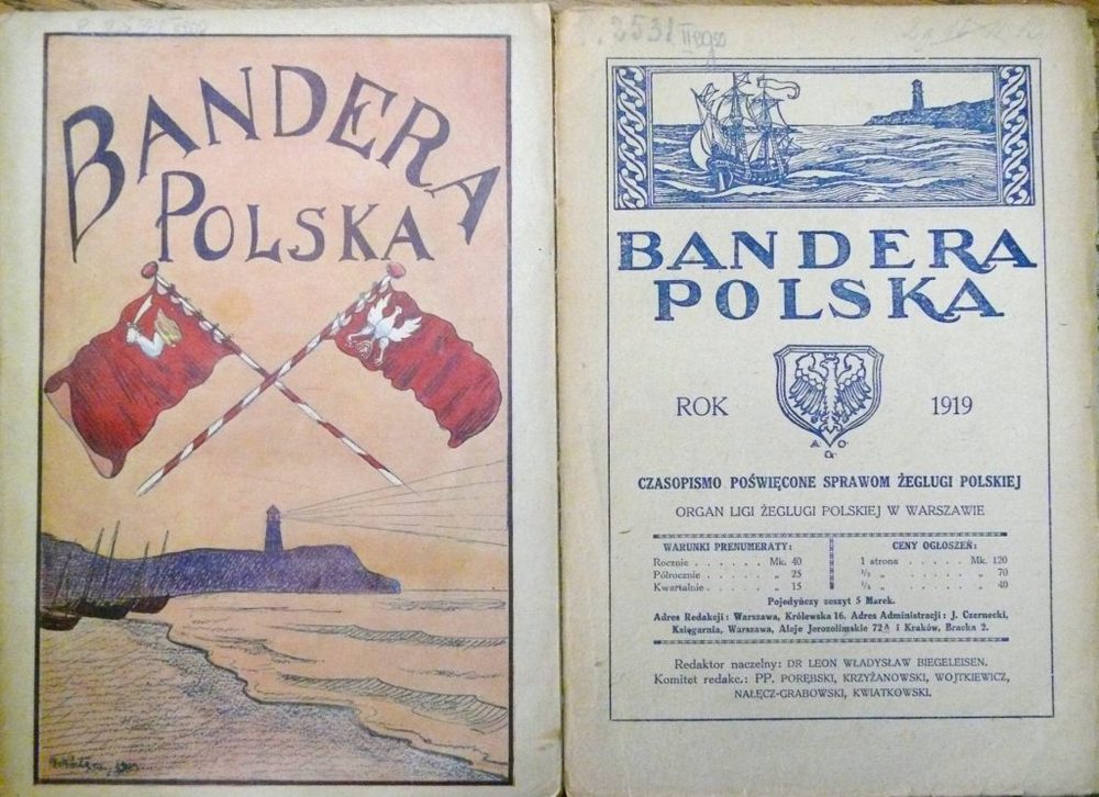   Okładki dwóch pierwszych numerów czasopisma Bandera Polska wydanych w 1919 r.
