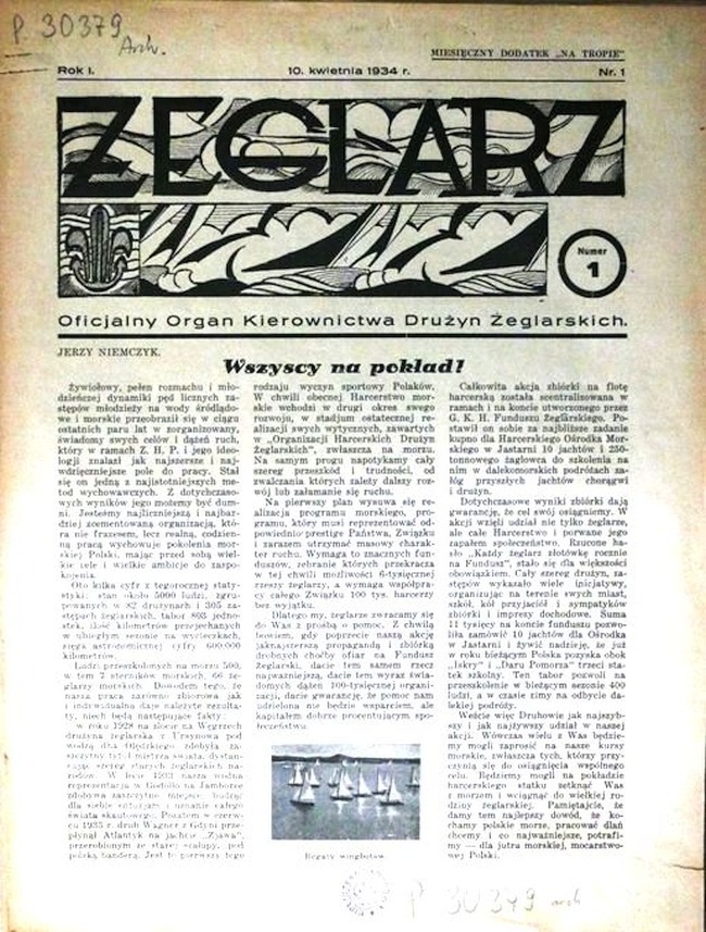 Okładka pierwszego numeru „Żeglarza” z kwietnia 1934 roku