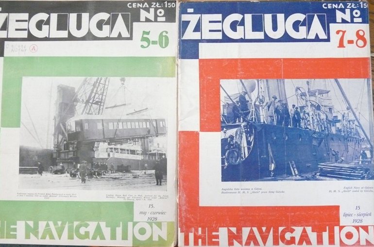 Okładki pisma „Żegluga – The Navigation” z 1928 roku