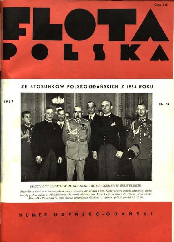 Okładka wydania "Floty Polskiej" z obszernym materiałem na temat współpracy Polski i Wolnego Miasta Gdańska.