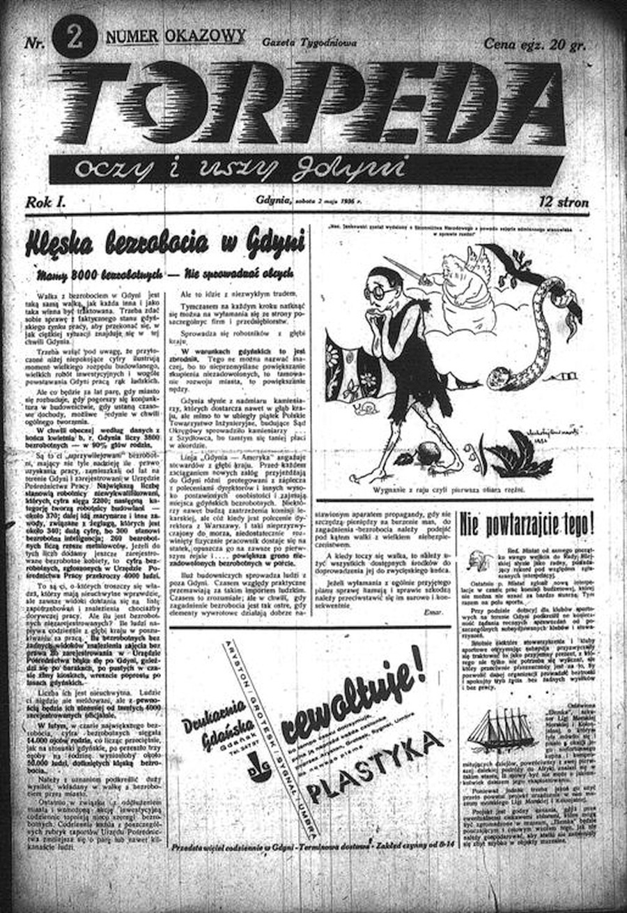Drugi numer pisma "Torpeda" z 2 maja 1936 roku (reprodukcja wykonana z mikrofilmu)