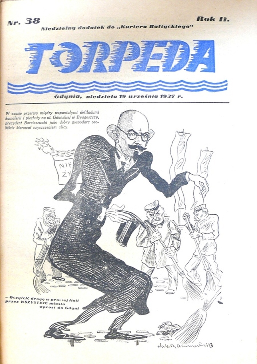 Okładka jednego z ostatnich numerów tygodnika „Torpeda” - nr 38/1937 z 19 września 1937 roku, wydany jako dodatek do „Kuriera Bałtyckiego”