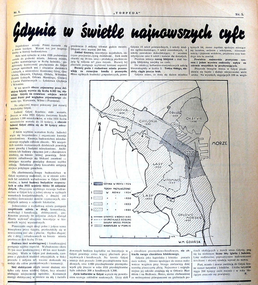 Jeden z artykułów poświęconych Gdyni zamieszczony na łamach pisma w 1937 roku