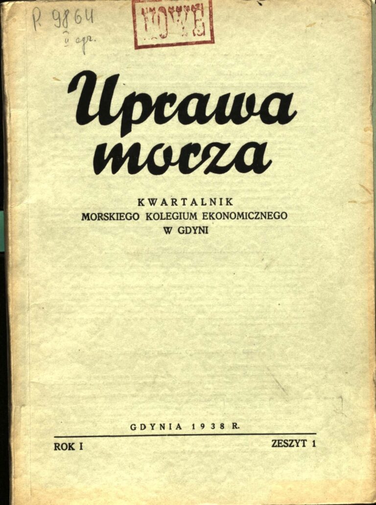 Okładka pierwszego wydania pisma „Uprawa Morza” z 1938 roku