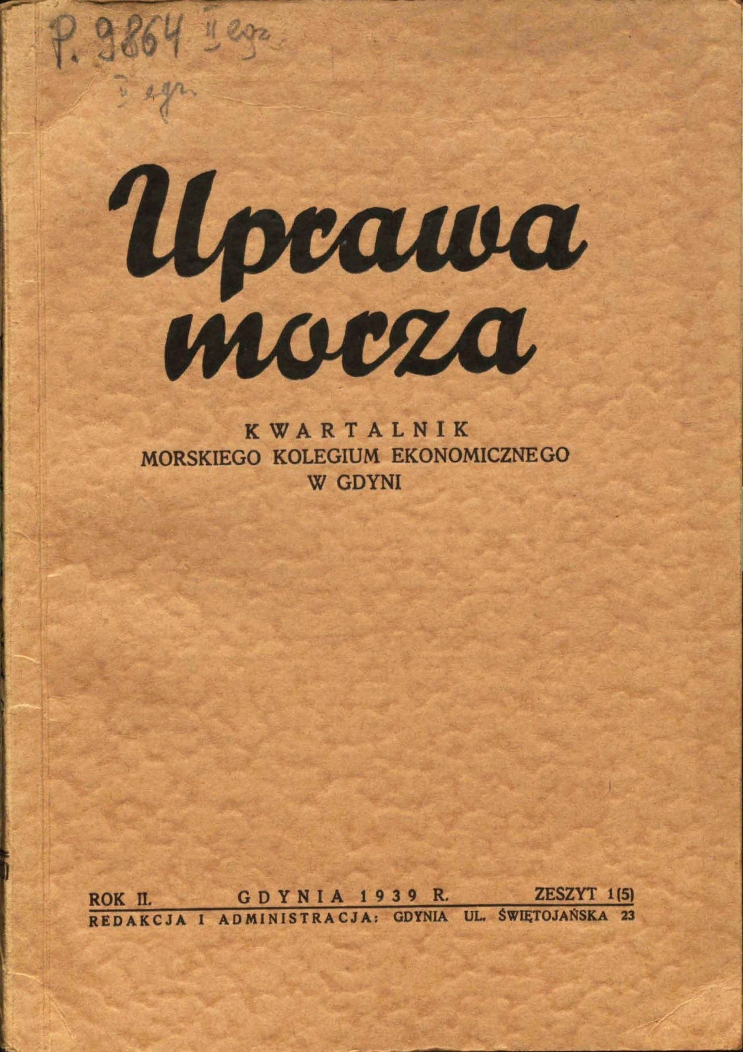 Okładka czasopisma „Uprawa Morza” z roku 1939